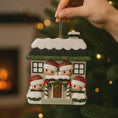 Load image into Gallery viewer, Family of 4 Our New House Christmas Personalized Ornament | Snowy House Keepsake
