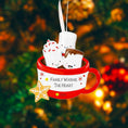 Load image into Gallery viewer, Decorative ornament with marshmallows in a mug on a festive background
