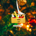 Load image into Gallery viewer, Personalized handyman ornament featuring a wooden style toolbox filled with tools including hammer wrench pliers and level. Custom name and year displayed on the front. Mostly 2D design with raised 3D tool details on the surface. Perfect Christmas ornament for handyman contractors mechanics and skilled trade workers.
