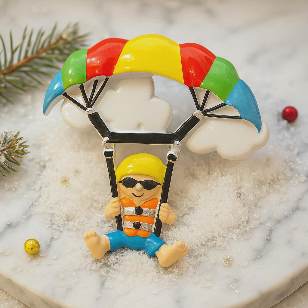 Personalized Parachute Ornament | Custom Name Christmas Gift | Skydiver Holiday Decoration for Kids and Adventurers
