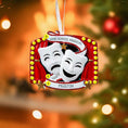 Load image into Gallery viewer, Christmas ornament with theater masks and 'High School Musical' text, hanging on a decorated tree.
