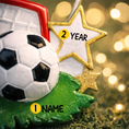Load image into Gallery viewer, Personalized soccer ornament featuring a detailed goal and ball design with a glossy finish and raised 3D details. The ornament includes one custom name and year displayed on the front. Styled with festive lighting and greenery, this sports themed ornament is perfect for soccer lovers, players, and coaches. Designed with a 3D front and flat back, lightweight and easy to hang on a Christmas tree or display year round.


