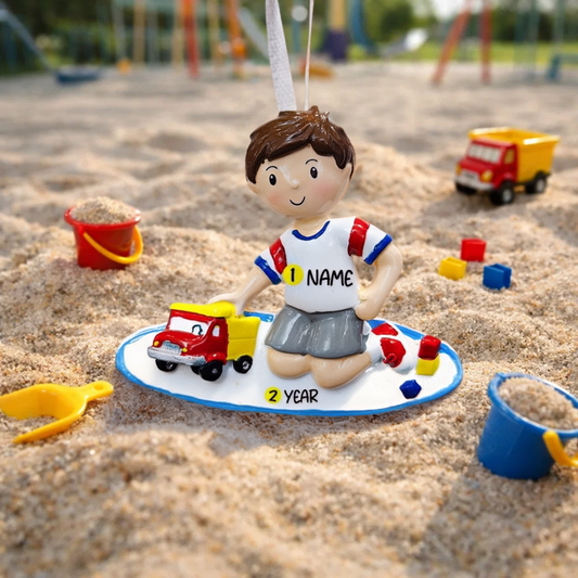 Personalized Trucker Boy Christmas Ornament