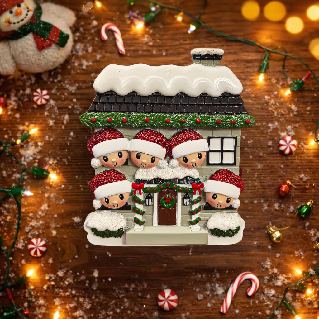 Personalized Family of 5 House Ornament | New Home Holiday Keepsake