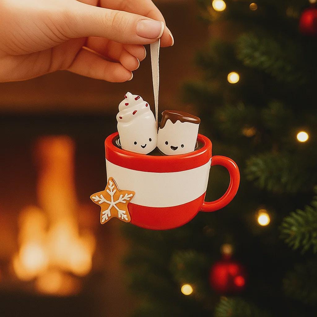 Personalized couple ornament featuring two smiling characters inside a cozy holiday mug design. This romantic Christmas ornament can be customized with two names and a family name or year, making it perfect for couples, partners, spouses, fiancés, or loved ones. Ideal for celebrating love, Valentine’s Day, anniversaries, newlyweds, or first holidays together. A warm and meaningful keepsake that captures shared moments and turns them into lasting holiday memories.
