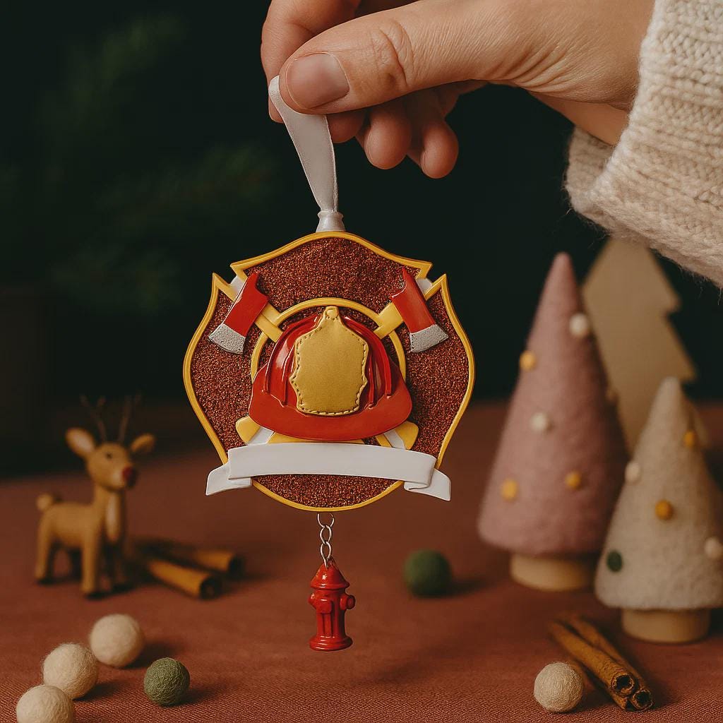 Personalized Firefighter Ornament | Custom Name, Year, Fireman Hero