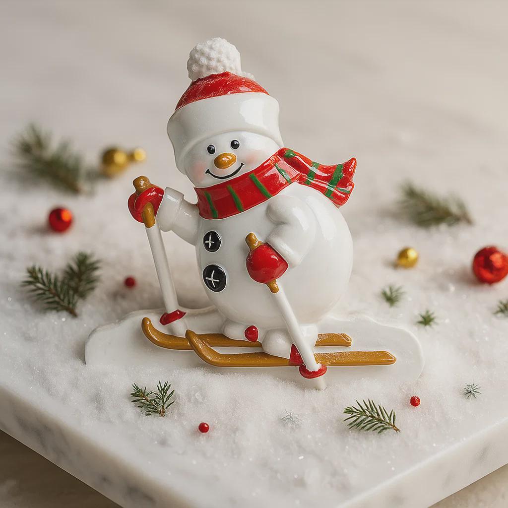 Personalized Snowman Ski Ornament | Custom Name and Year | Snowman Gift | Raised 3D Details