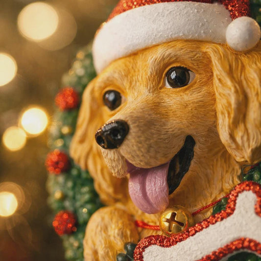 Golden Retriever Wreath Decor | Personalized Dog Name and Year | Christmas Pet Keepsake | Retriever Gift