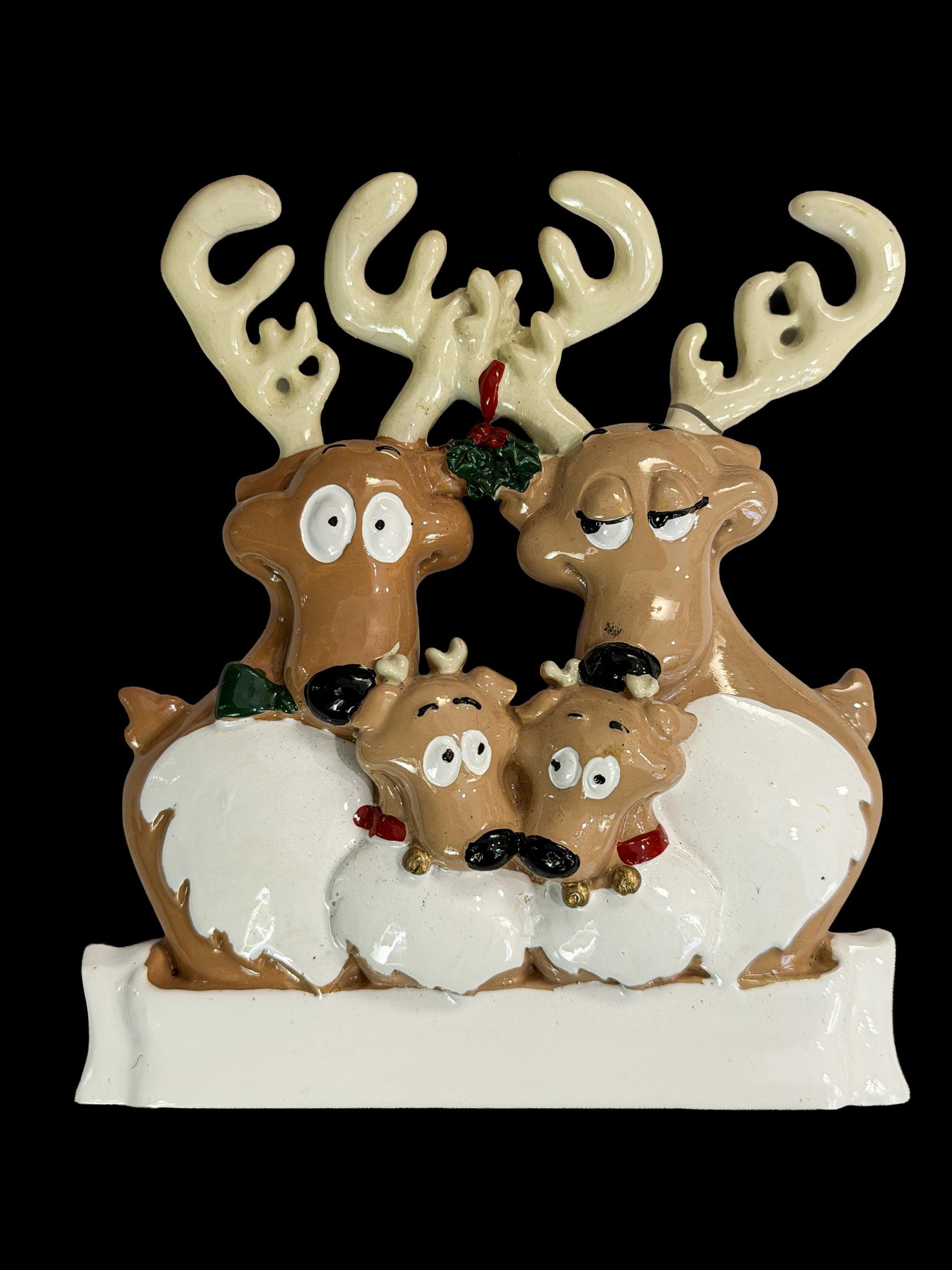 Family of 4 Reindeer Ornament | Personalized Christmas Gift | Custom Names Holiday Decor | Winter Keepsake