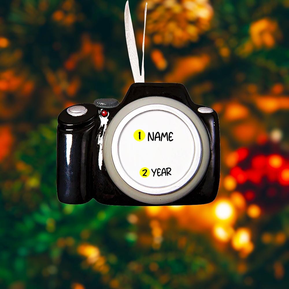 Personalized Camera Ornament | Custom Photographer Gift | Raised 3D Ornament