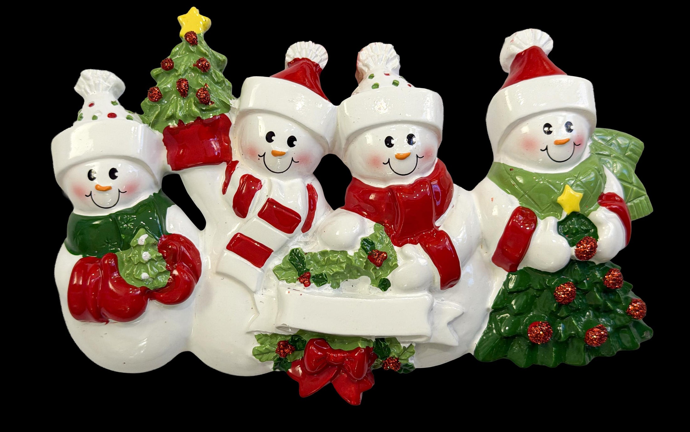 Family of 4 Snowman Ornament | Personalized Christmas Gift | Custom Names Holiday Decor | Winter Keepsake