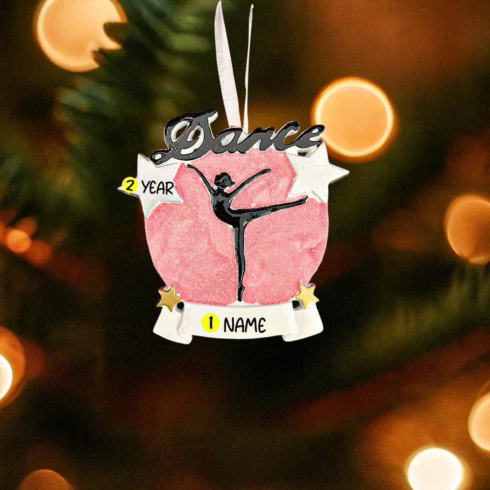 Decorative ornament with a dancer design on a Christmas tree.