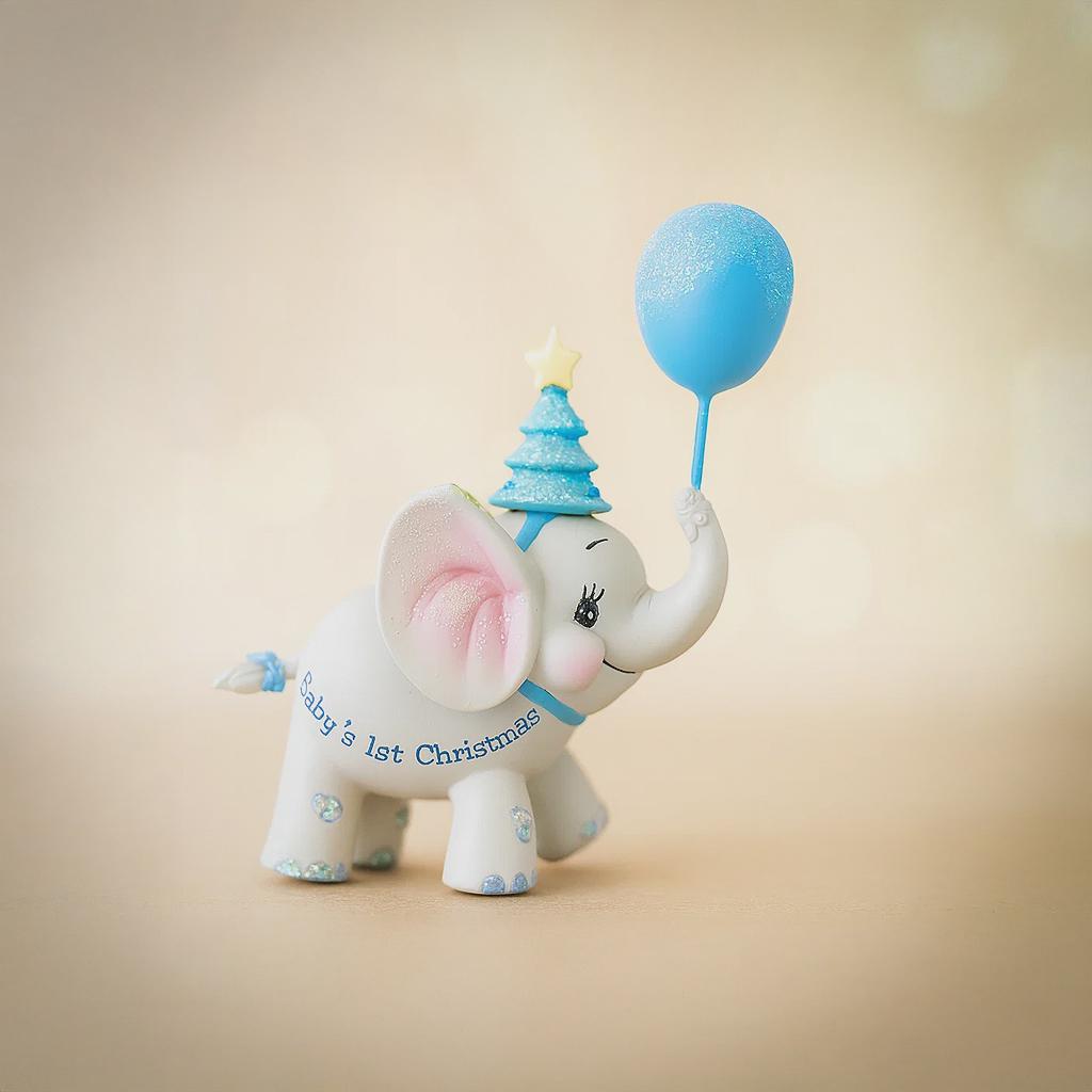 Baby’s First Christmas Elephant Ornament | Baby Boy Personalized Name and Year | 3D Ornament