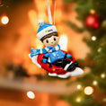 Load image into Gallery viewer, Personalized Boy Sled Christmas Ornament | Holiday Keepsake Gift | Snow Tube Boy Toddler Present
