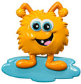 Load image into Gallery viewer, Yellow cartoon-like creature with blue eyes and a blue base on a white background
