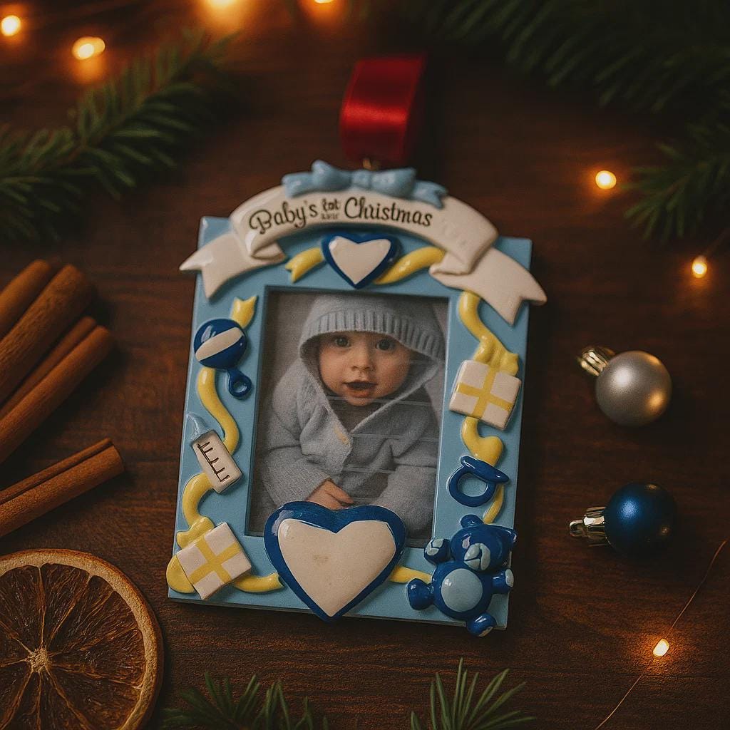 Personalized Baby's First Christmas Photo Frame Ornament