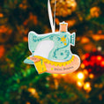 Load image into Gallery viewer, Personalized sewing machine ornament featuring a charming vintage style design with soft pastel colors and floral details. The ornament includes space for a name and year, making it a meaningful keepsake gift. Crafted from durable resin with a detailed 3D raised front and flat 2D back for smooth hanging. Includes free handwritten personalization. A perfect Christmas ornament gift for grandmothers sewing lovers quilters crafters and anyone who enjoys handmade traditions and creative hobbies.

