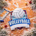 Load image into Gallery viewer, Personalized volleyball ornament featuring a detailed volleyball design with a customizable name and year. Perfect for volleyball players, coaches, teams, or sports lovers, this ornament celebrates dedication, teamwork, and memorable seasons. A great keepsake for athletes, end of season gifts, or holiday decor, adding a sporty and personal touch to any Christmas tree or winter display.

