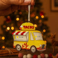 Load image into Gallery viewer, Taco truck ornament with Christmas tree background.
