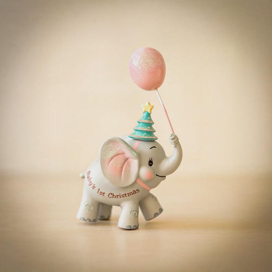 Baby’s First Christmas Elephant Ornament | Pink Balloon Christmas Keepsake | Personalized 3D Decor
