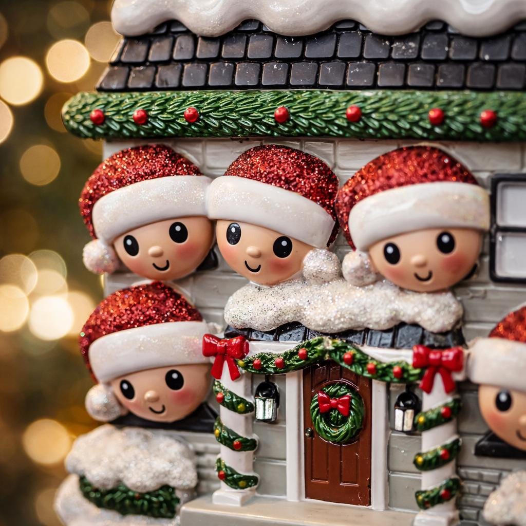 Personalized Family of 5 House Ornament | New Home Holiday Keepsake