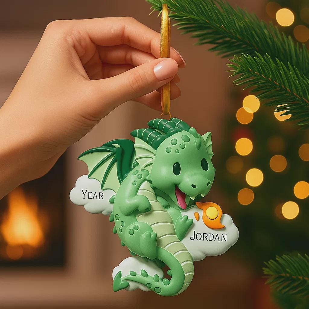 Green Dragon Personalized Ornament | Train Your Dragon | Raised 3D Ornament
