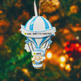 Load image into Gallery viewer, Personalized Baby Boy First Christmas Ornament designed as a charming 3D hot air balloon with a sweet baby in the basket below. The name is featured on the lower section and the year or Baby’s First Christmas message appears on the banner across the balloon. Soft blue and white tones, glitter accents, and raised dimensional details create a playful keepsake. Perfect for newborn boys, baby shower gifts, and celebrating a baby’s first holiday season.
