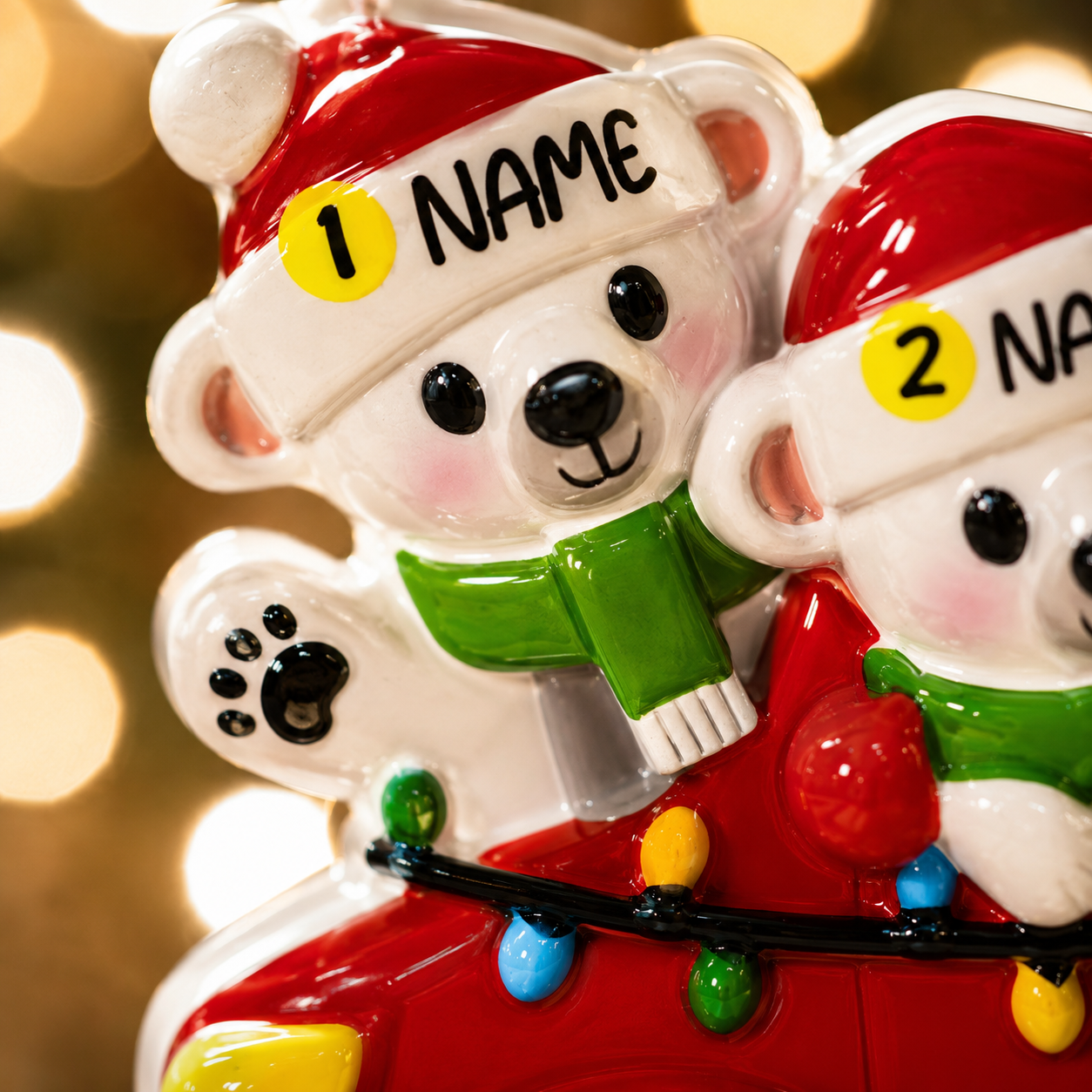 Personalized 3 Family Ornament Polar Bear| Personalized Christmas Keepsake
