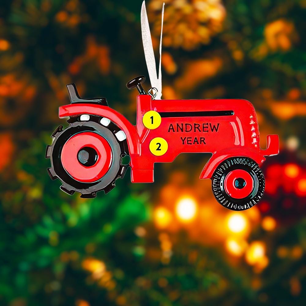 Red Tractor Personalized Ornament | Farmer Raised 3D Christmas Ornament
