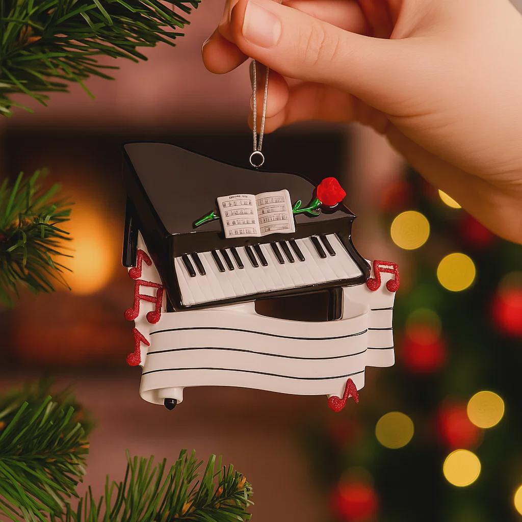 Personalized Grand Piano Christmas Ornament | Music Teacher Gift | Raised 3D Ornament