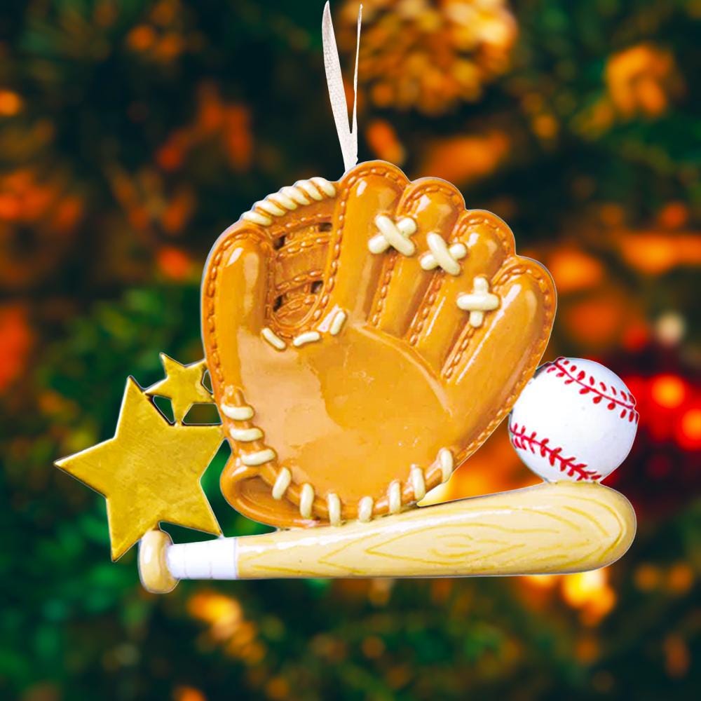 Personalized Baseball Glove Ornament | Raised 3D Details Ornament