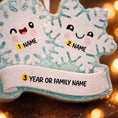 Load image into Gallery viewer, Personalized snowflake couple ornament featuring two smiling snowflakes, customized with two names and a year or family name. A perfect Christmas keepsake for couples, partners, siblings, or loved ones celebrating winter memories together. This festive ornament adds a playful and heartfelt touch to holiday decor, making it a meaningful gift for Christmas, anniversaries, or winter celebrations.

