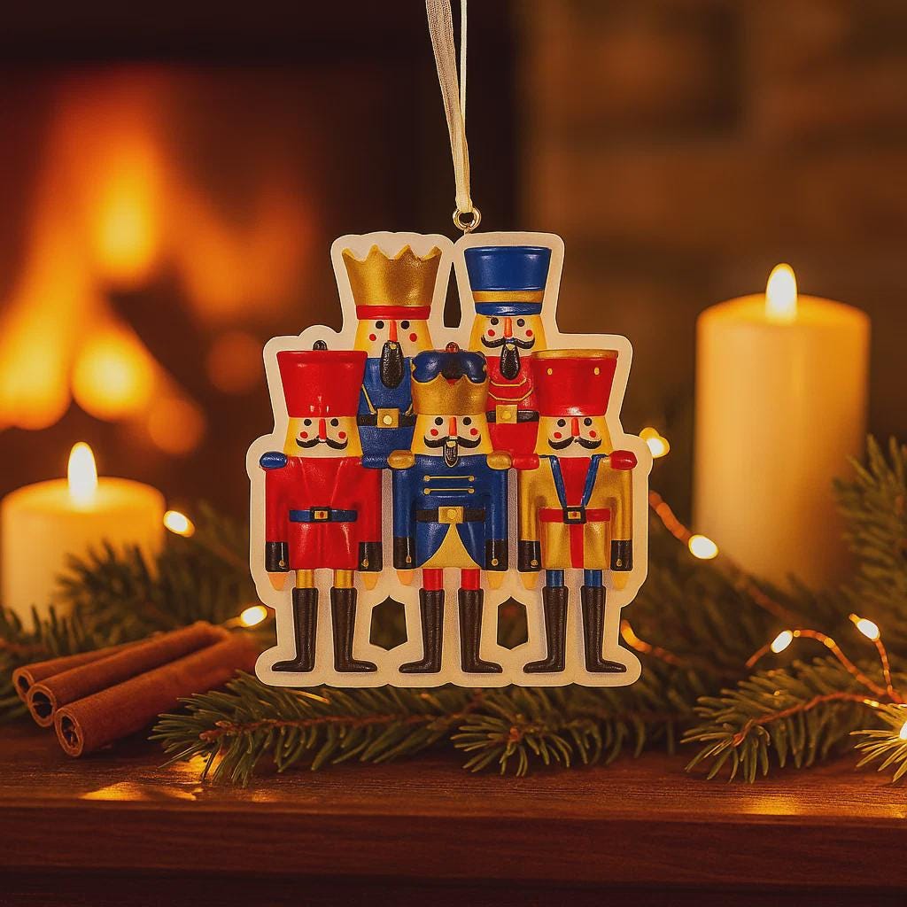 Personalized Family of 4 Nutcracker Ornament | Custom Holiday Decor