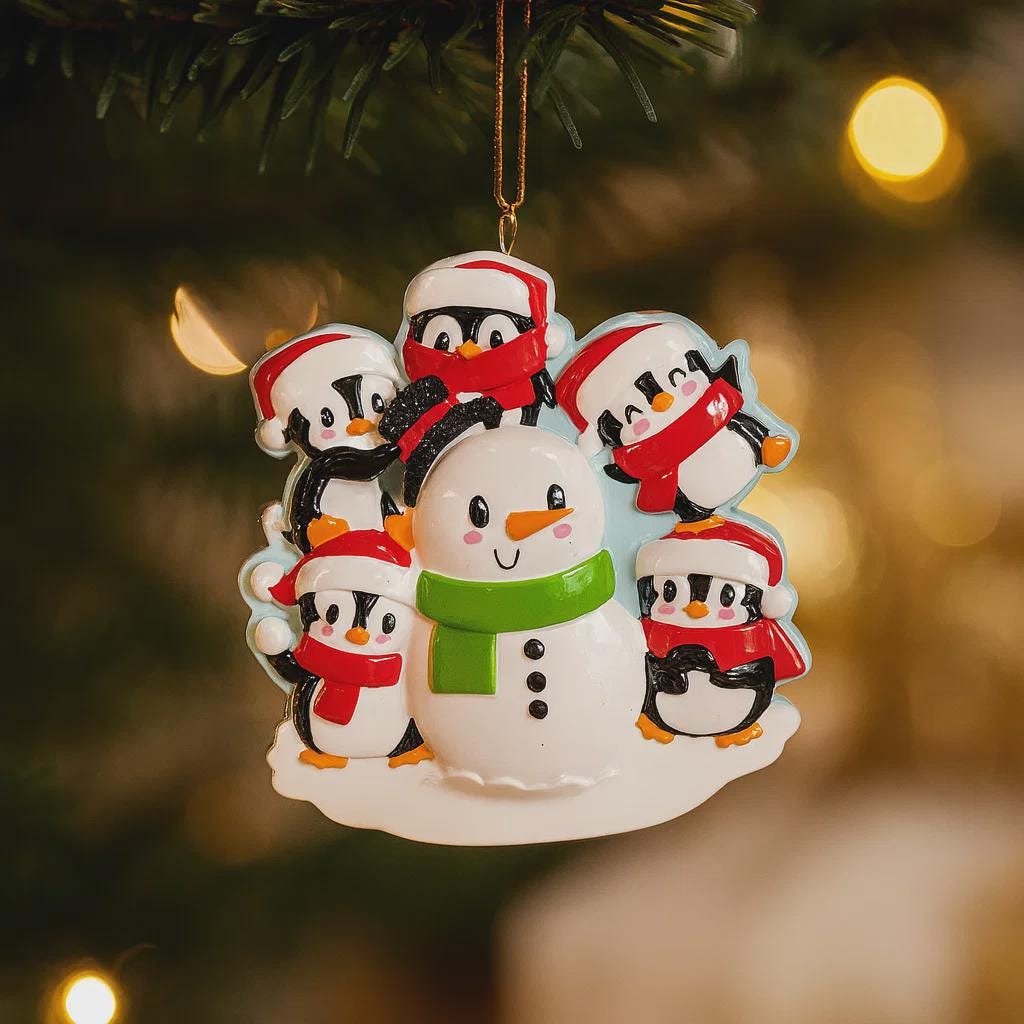 Family of 5 Christmas Ornament | Personalized Snow Family Decor | Custom Names Year Holiday Keepsake