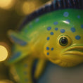 Load image into Gallery viewer, Close-up of a colorful fish-shaped object with blue spots on a blurred background
