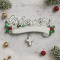 Load image into Gallery viewer, Decorative ornament with 'Godmother' text on a marble surface with Christmas decorations.

