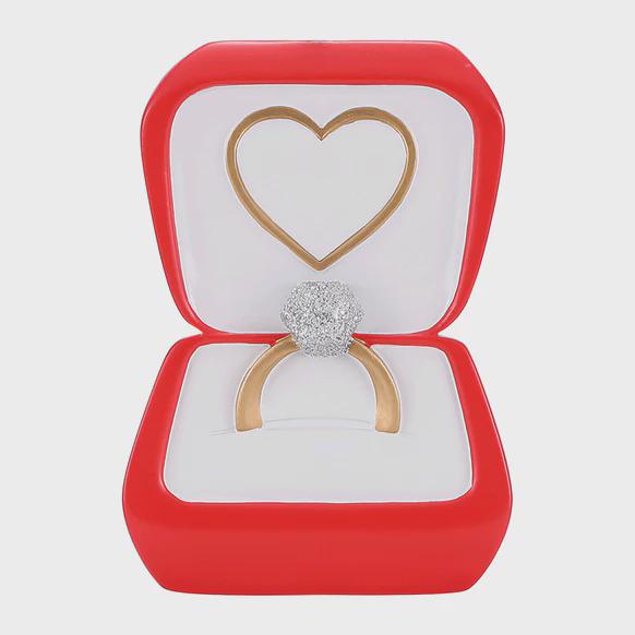 Engagement Ring Box Ornament | Personalized Proposal Keepsake | Valentine’s Day Gift | 3D Raised Details