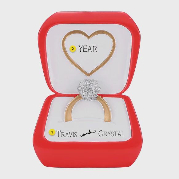 Engagement Ring Box Ornament | Personalized Proposal Keepsake | Valentine’s Day Gift | 3D Raised Details