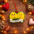 Load image into Gallery viewer, Personalized taco couple ornament featuring a playful and colorful design celebrating love and togetherness. This cute Christmas ornament can be customized with two names and a family name or year, making it perfect for couples, partners, newlyweds, engagements, anniversaries, Valentine’s Day, or fun holiday gifts. A joyful keepsake that represents shared laughter, connection, and memorable moments together.

