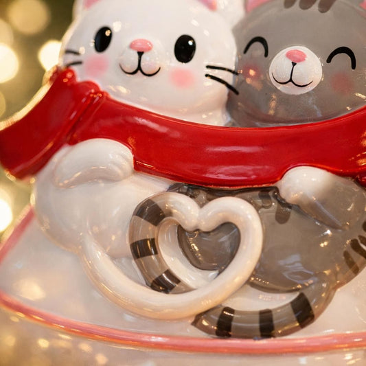 Personalized Cat Couple Ornament | Valentine Couple Gift for Kitty Lovers | 3D Front