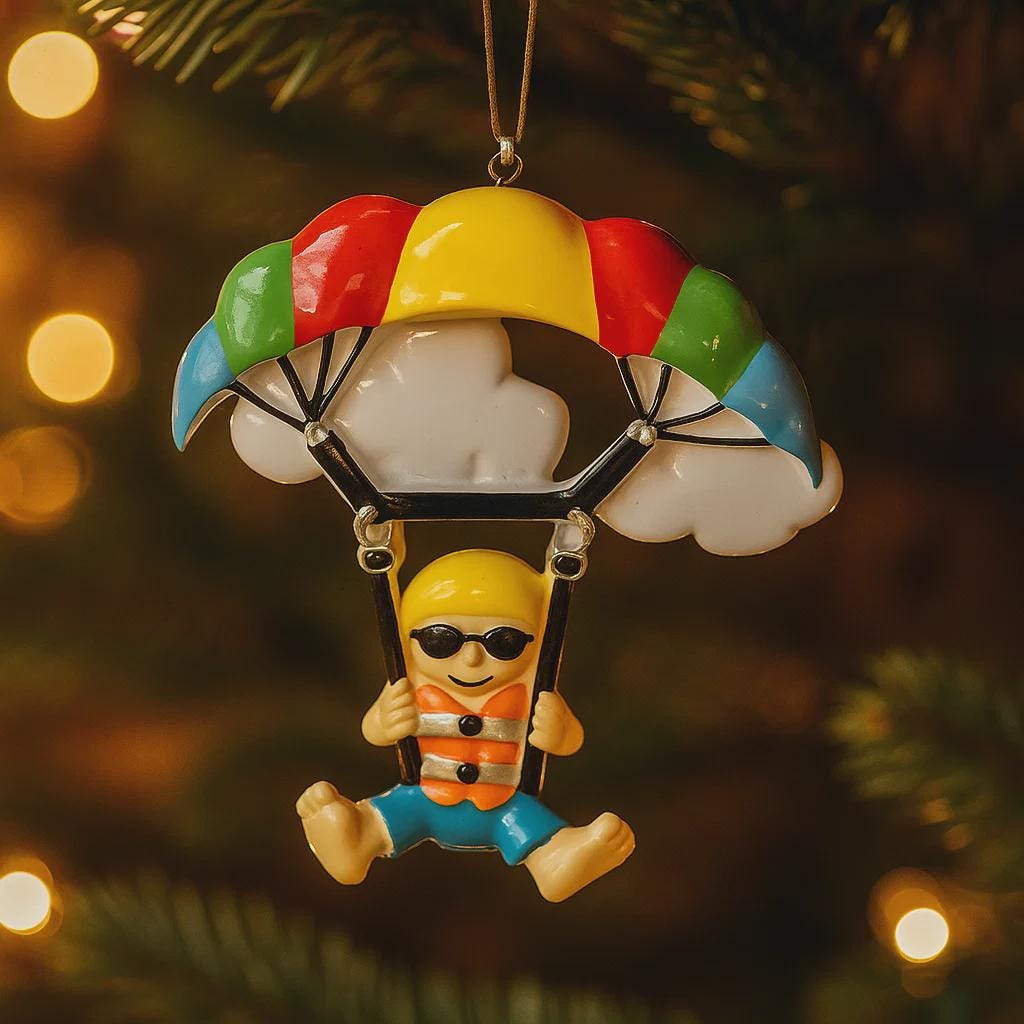 Personalized Parachute Ornament | Custom Name Christmas Gift | Skydiver Holiday Decoration for Kids and Adventurers