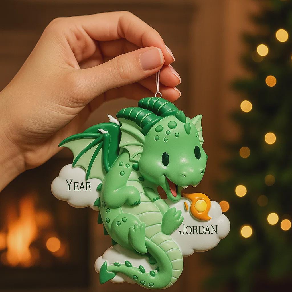 Green Dragon Personalized Ornament | Train Your Dragon | Raised 3D Ornament