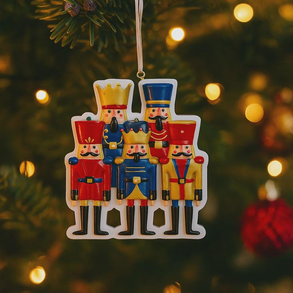 Personalized Family of 4 Nutcracker Ornament | Custom Holiday Decor
