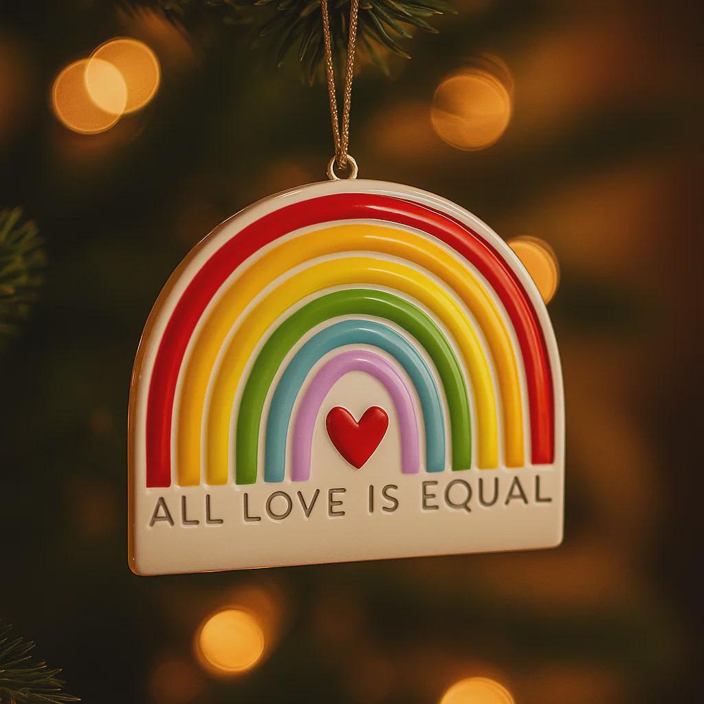 Personalized Rainbow Pride Ornament | Custom Name & Year | All Love Is Equal