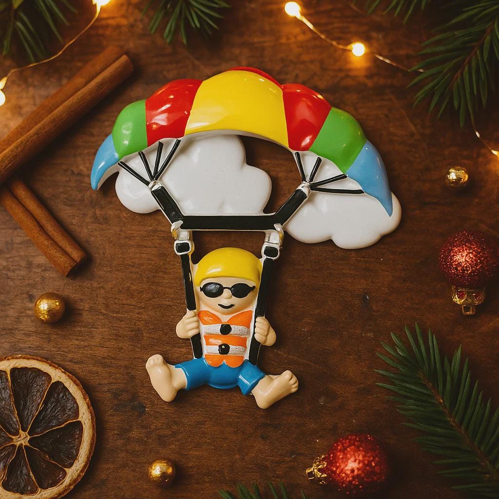 Personalized Parachute Ornament | Custom Name Christmas Gift | Skydiver Holiday Decoration for Kids and Adventurers