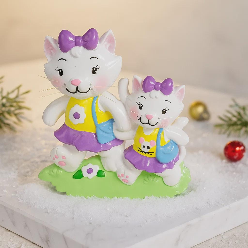 Personalized mother and daughter cat Christmas ornament with 2 names custom holiday decor