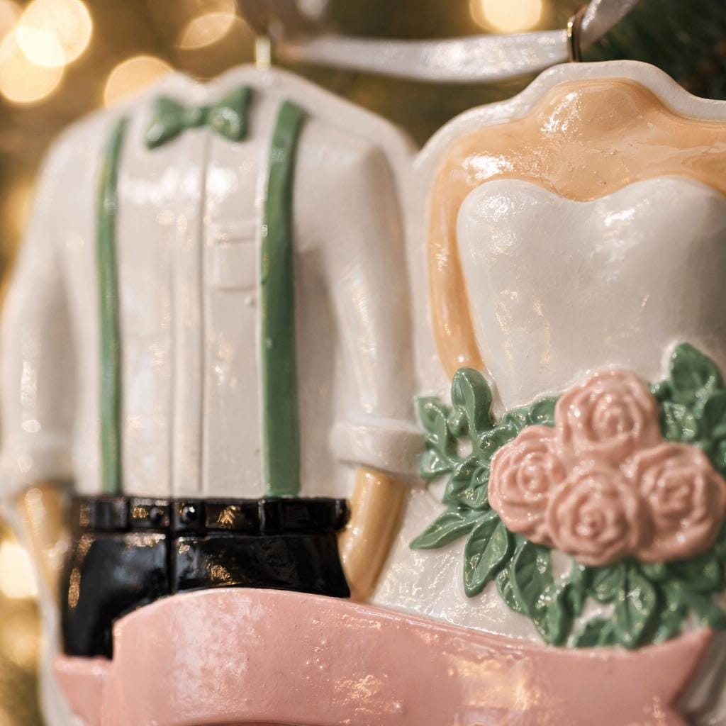 Personalized Wedding Couple Ornament | Engagement and Marriage Gift | 3D Raised Front