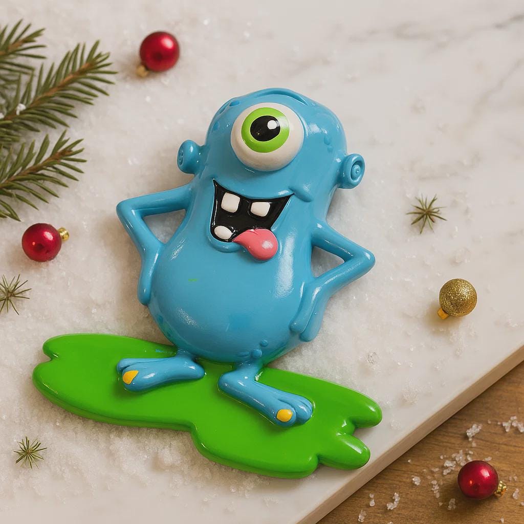 Personalized Blue Monster Christmas Ornament | Custom Name & Year