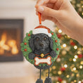 Load image into Gallery viewer, Black Labradoodle Wreath Decor | Personalized Dog Name and Year | Christmas Pet Keepsake | Labradoodle Gift
