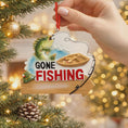 Load image into Gallery viewer, Decorative ornament with 'Gone Fishing' text on a Christmas tree.
